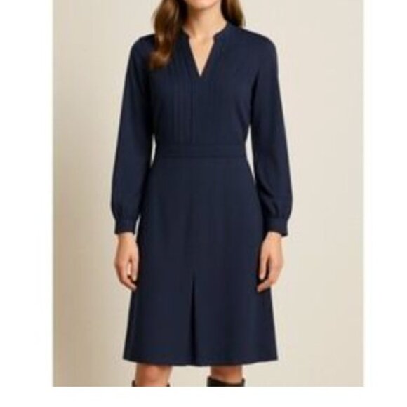 Tory Burch Womens Sheath Pencil Dress Size 2 Navy Blue Long Sleeve NWT $425 - Picture 2 of 15